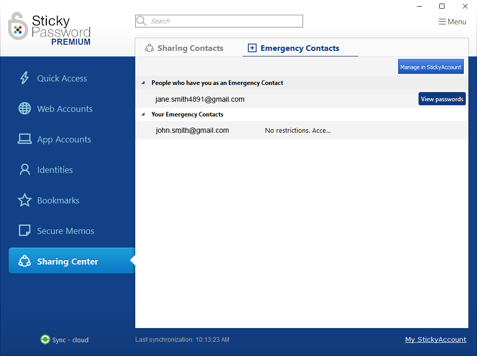 紧急访问主界面