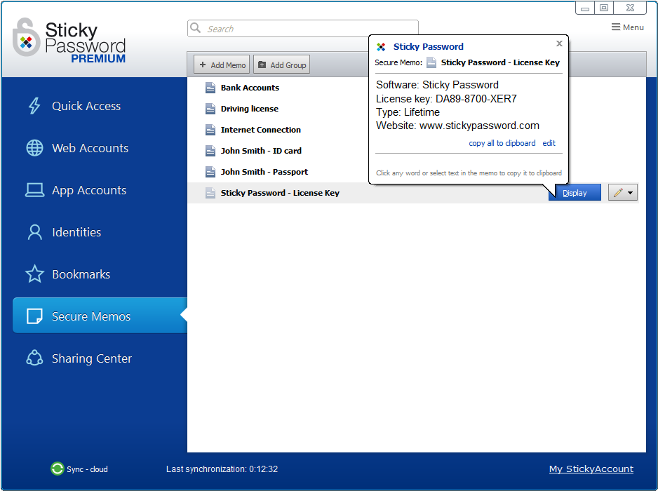 安全备忘录界面