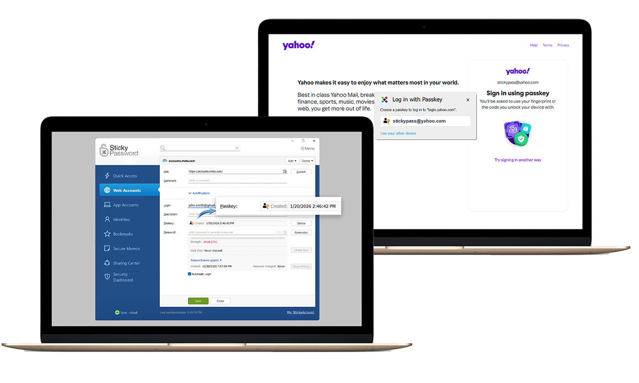 Sticky Password 管理通行密钥与密码